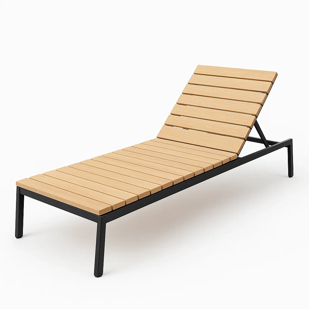 Chaise longue extérieure bois métal réglable