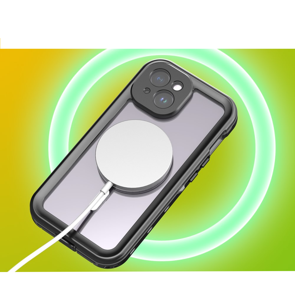 iPhone 15 Pro Wasserfeste MagSafe Outdoor Schutz Hülle (IP68) - Schwarz / Transparent
