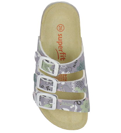 Superfit Sandaler - Fussbettpantoffel - Lilla m. Print