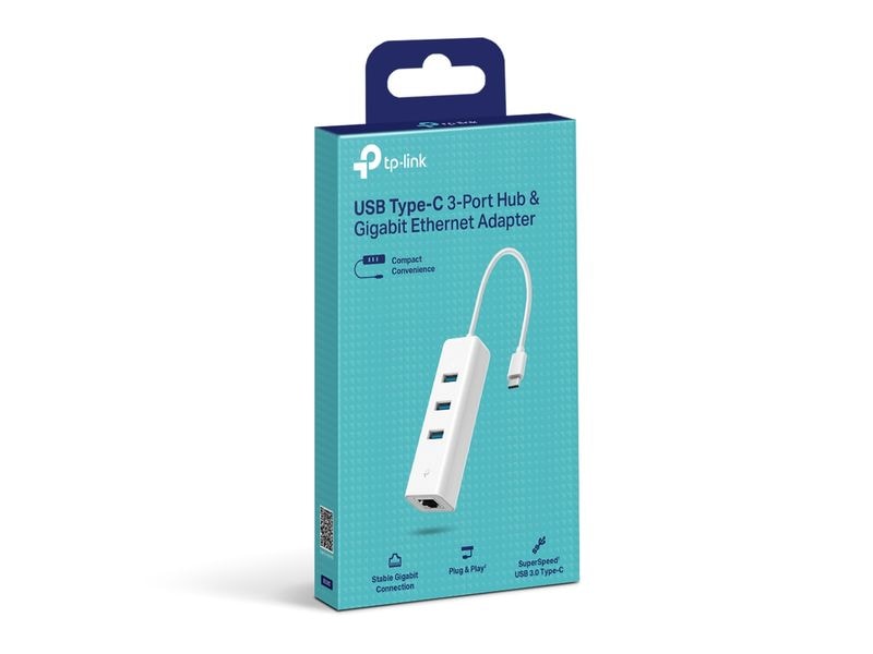 TP-Link Netzwerk-Adapter UE330C USB Typ-C USB Typ-C 3-Port Hub & Gigabit Ethernet Adapter