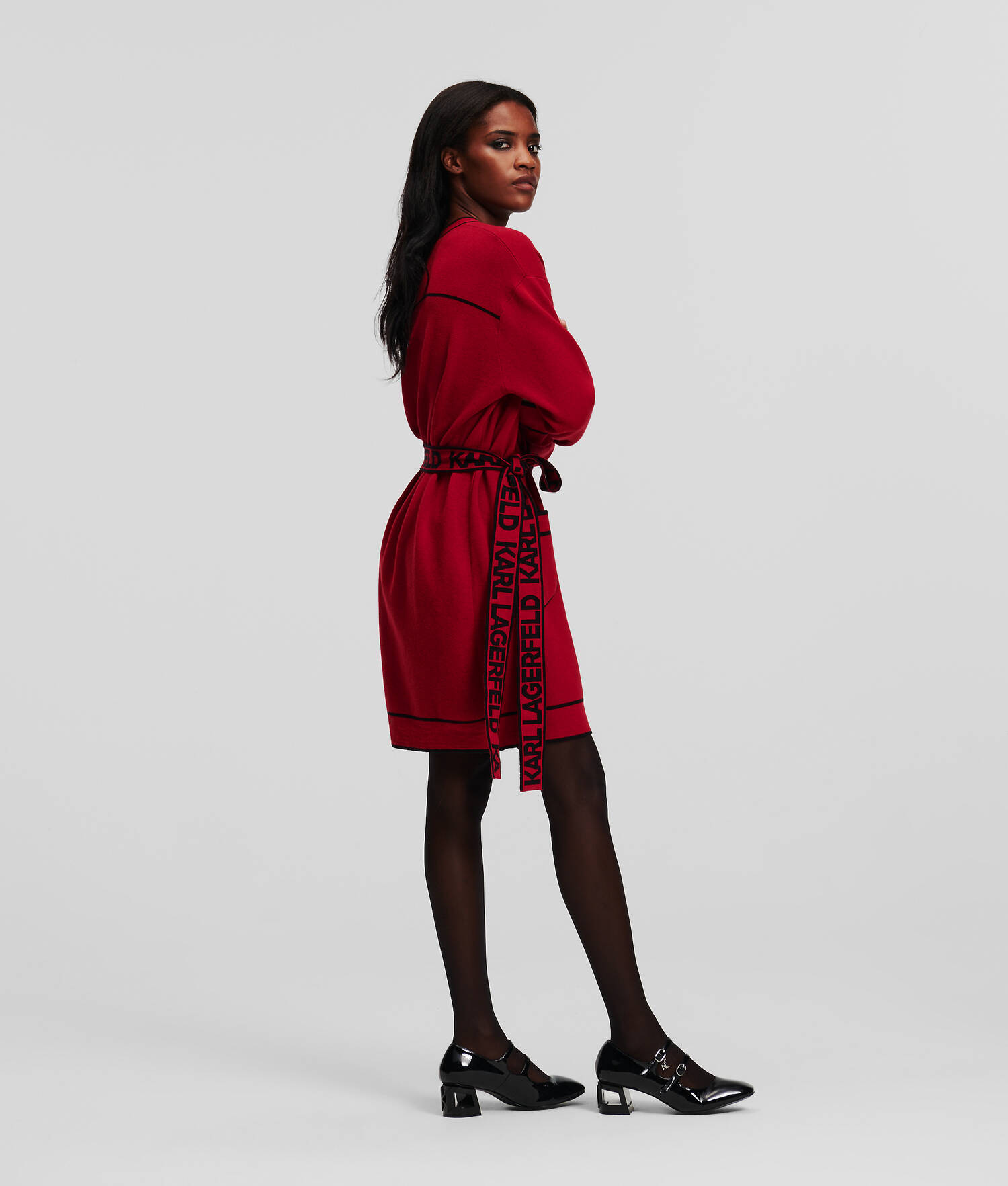 CARDIGAN AVEC CEINTURE ORNÉE DU LOGO KARL