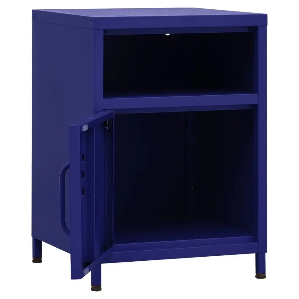 vidaXL - Durable Nachtkastje met vak en deur - Marineblauw - Staal - 35x35x51 cm
