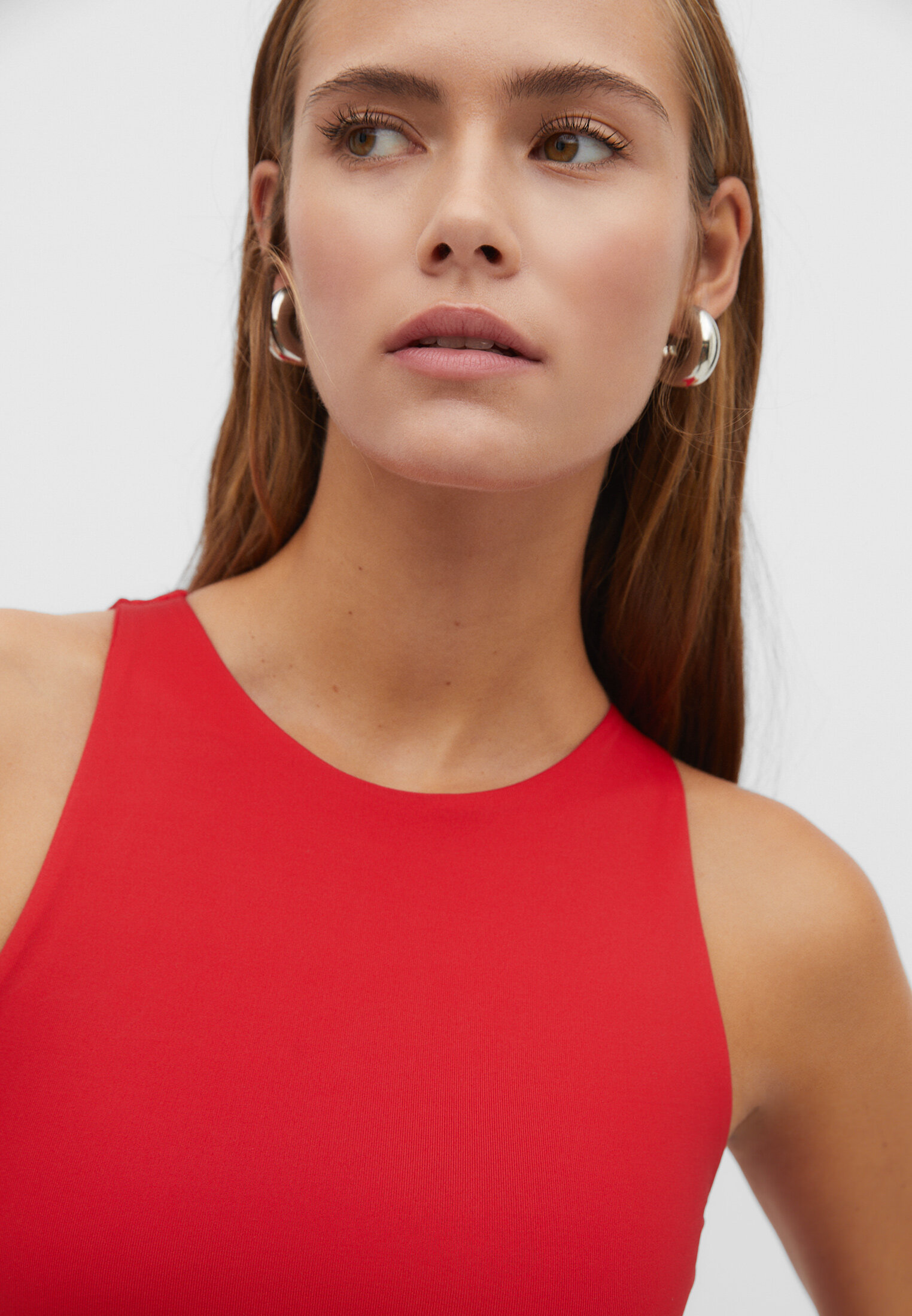 Body de poliamida com decote halter
