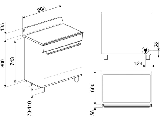 SMEG - Piano de cuisson TR90IMP