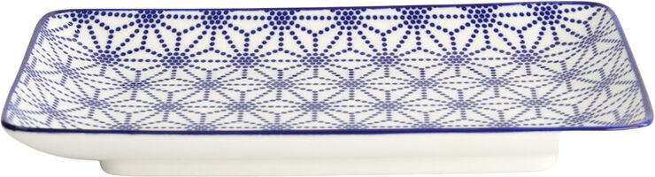 Tokyo Design Studio Nippon Blå plade rektangel 21x13,5cm Stjerne Blue/white