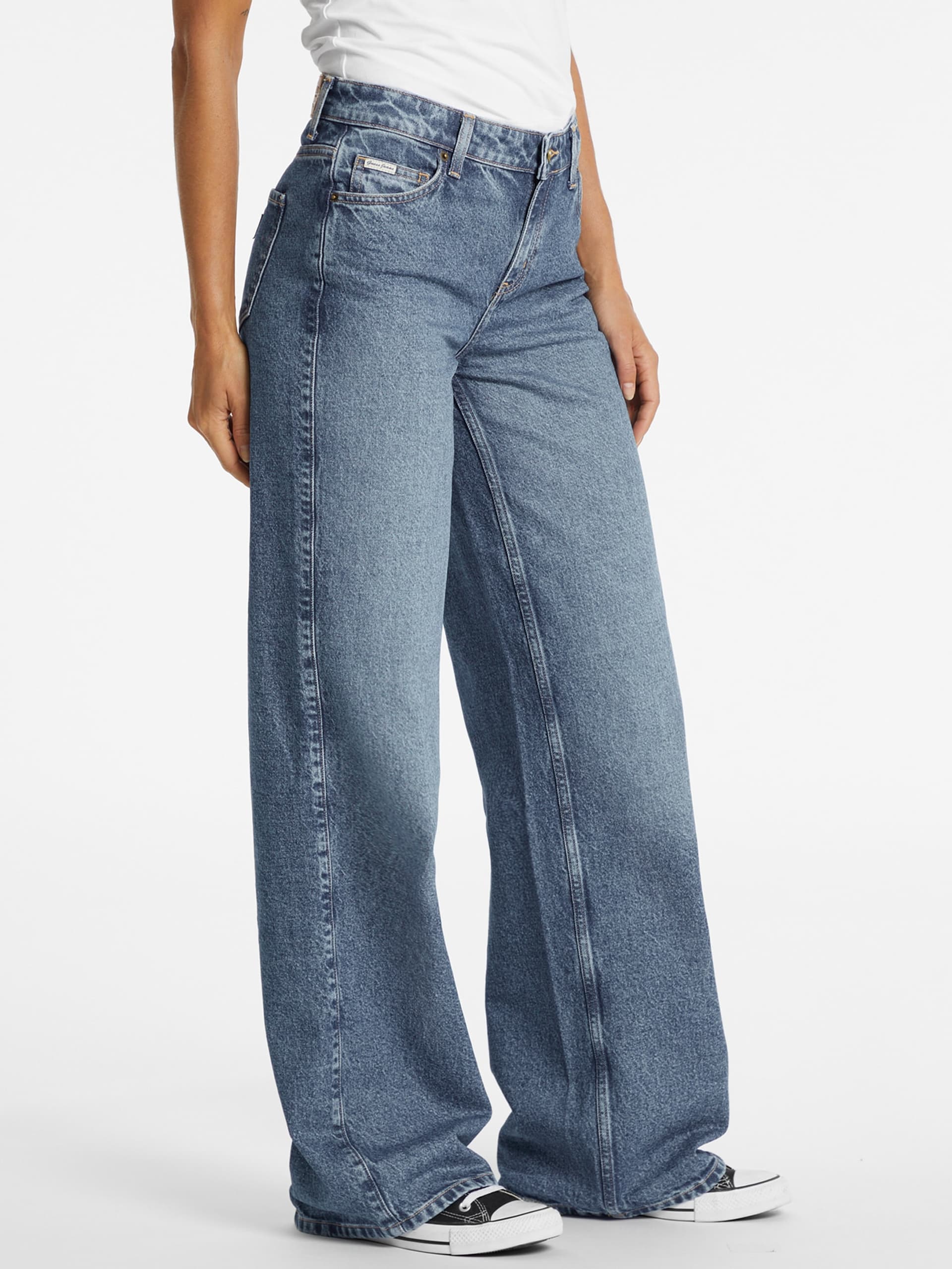 Calça jeans G11 de perna larga