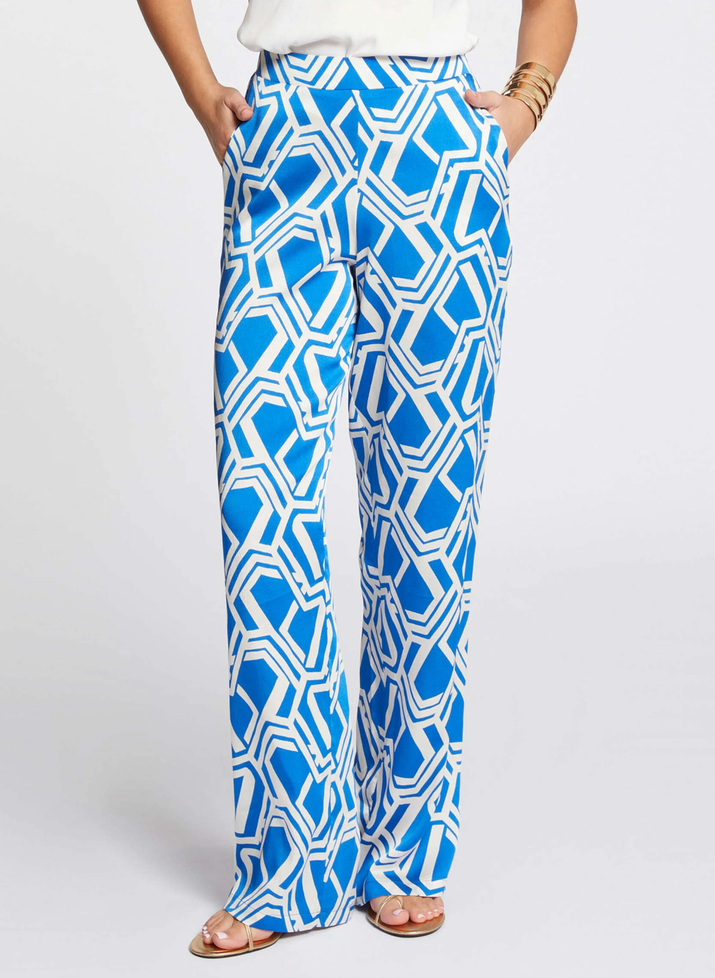 PBLUE - Pantalon large imprimé satiné | Multicolore
