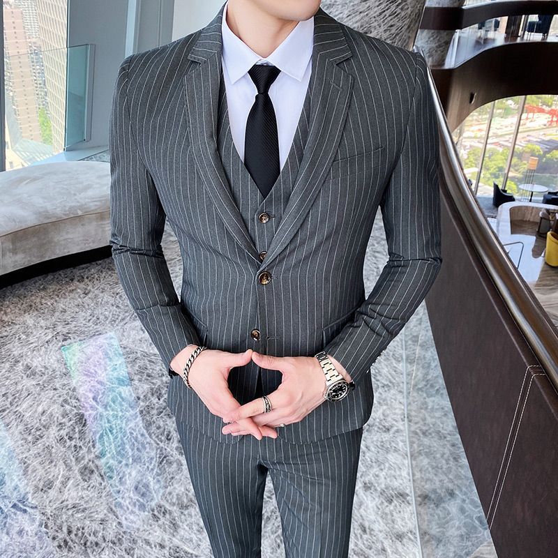 Bay Go Mall - Set: Gestreepte blazer + vest + pantalon