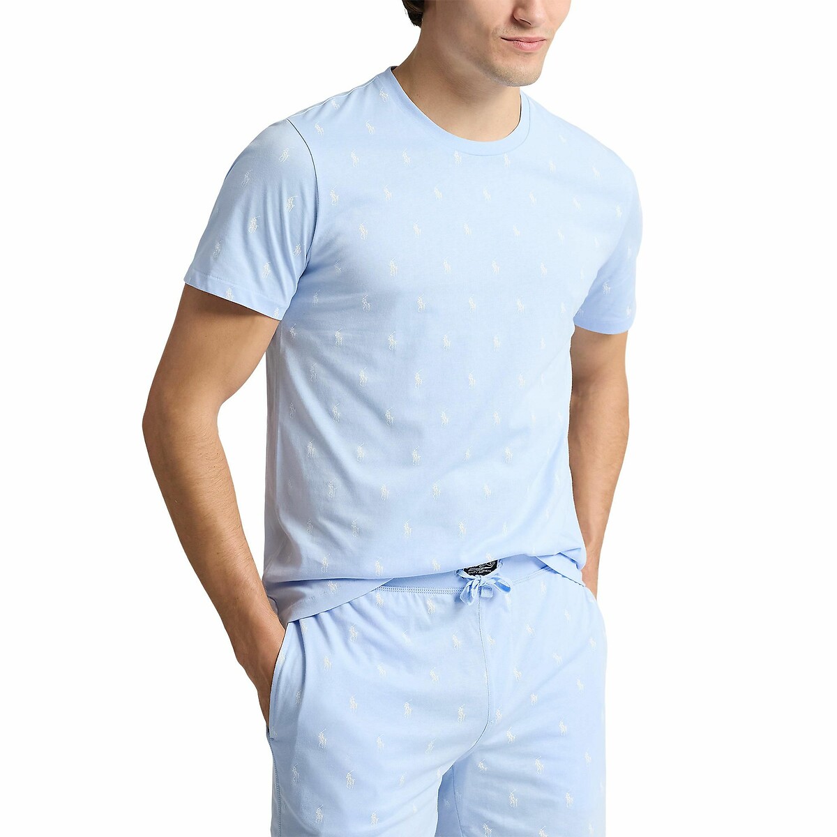 POLO RALPH LAUREN<br>Camisa de pijama com estampa de pônei em malha de algodão