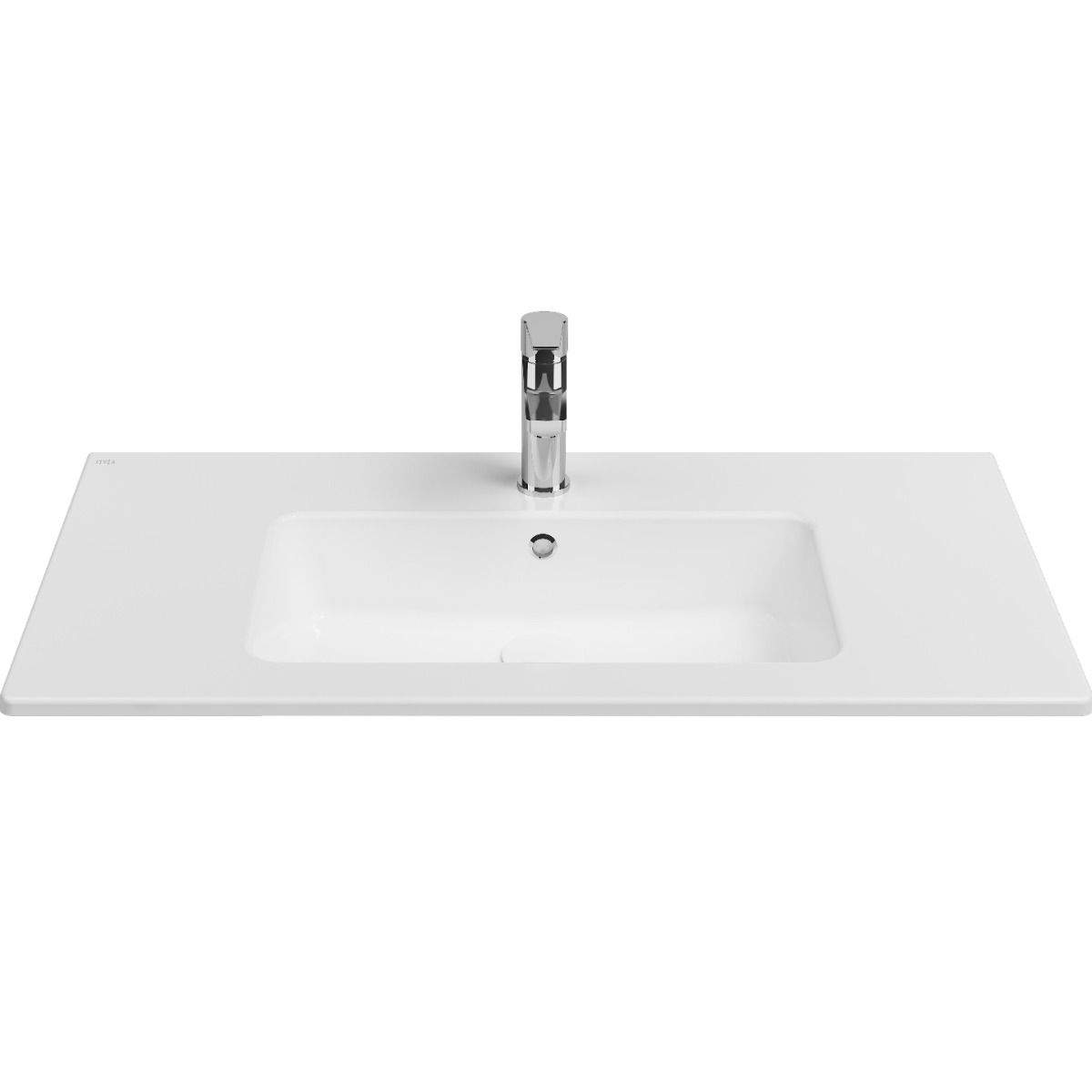 Isvea Sistema T inbouw wastafel met kraangat 90cm wit glans