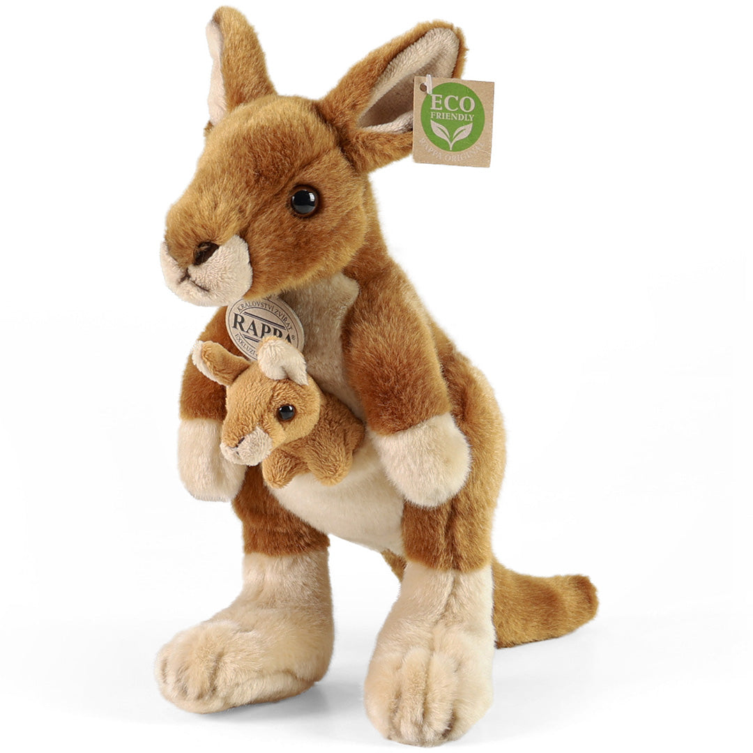 rappa knuffelkangoeroe met welp - 27 cm