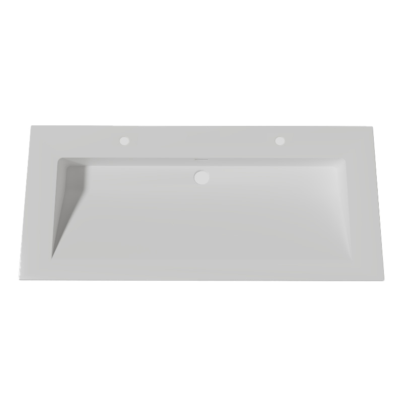Lambini Designs Flora solid surface wastafel 100cm met 2 kraangaten wit mat
