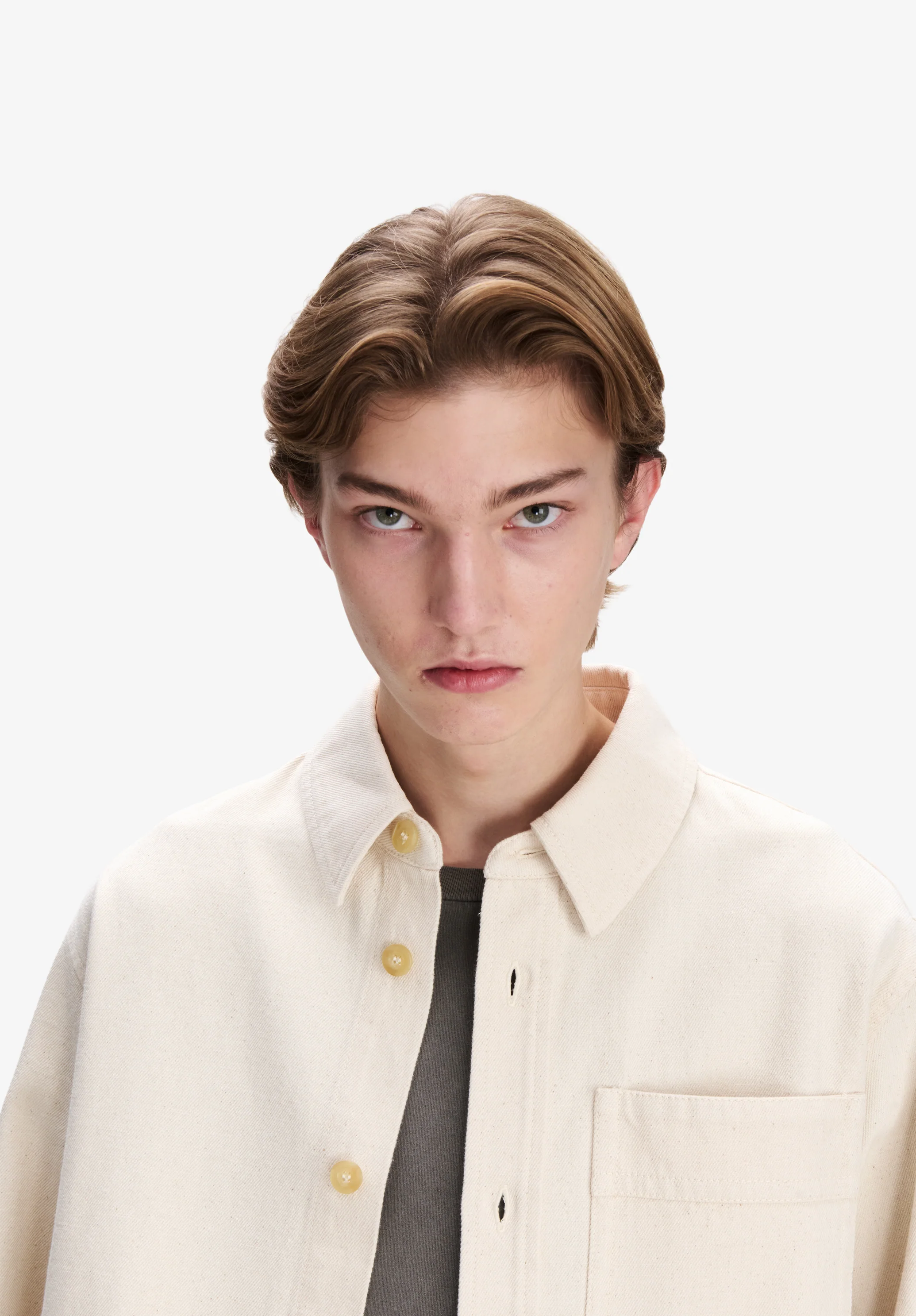 Surchemise ample en denim blanc cassé - Blanc casse