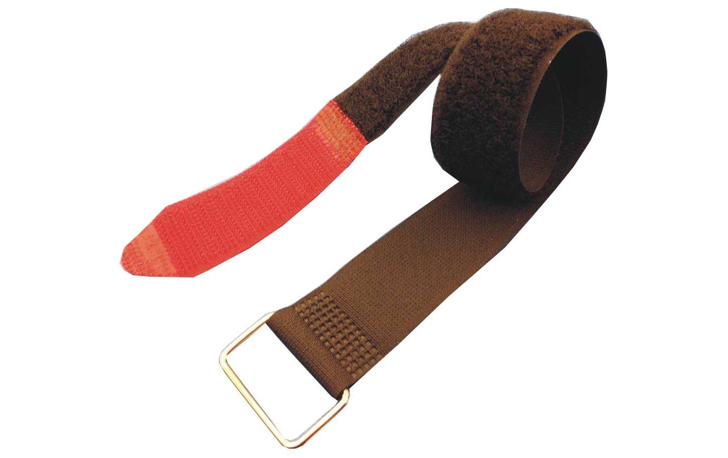 Fast-Vstrap 25 x 630 mm Metall-Öse, Rot/Schwarz, 5 StückKlettverschlussgurt
