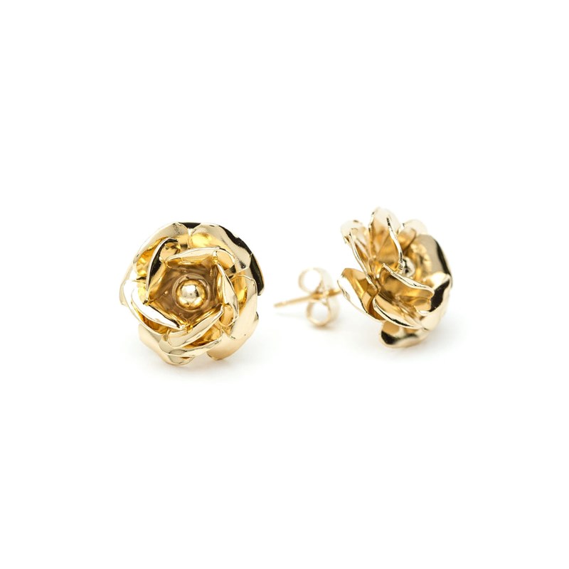 boucles d'oreilles puces fleurs doré à l'or fin - AGLAÉ
