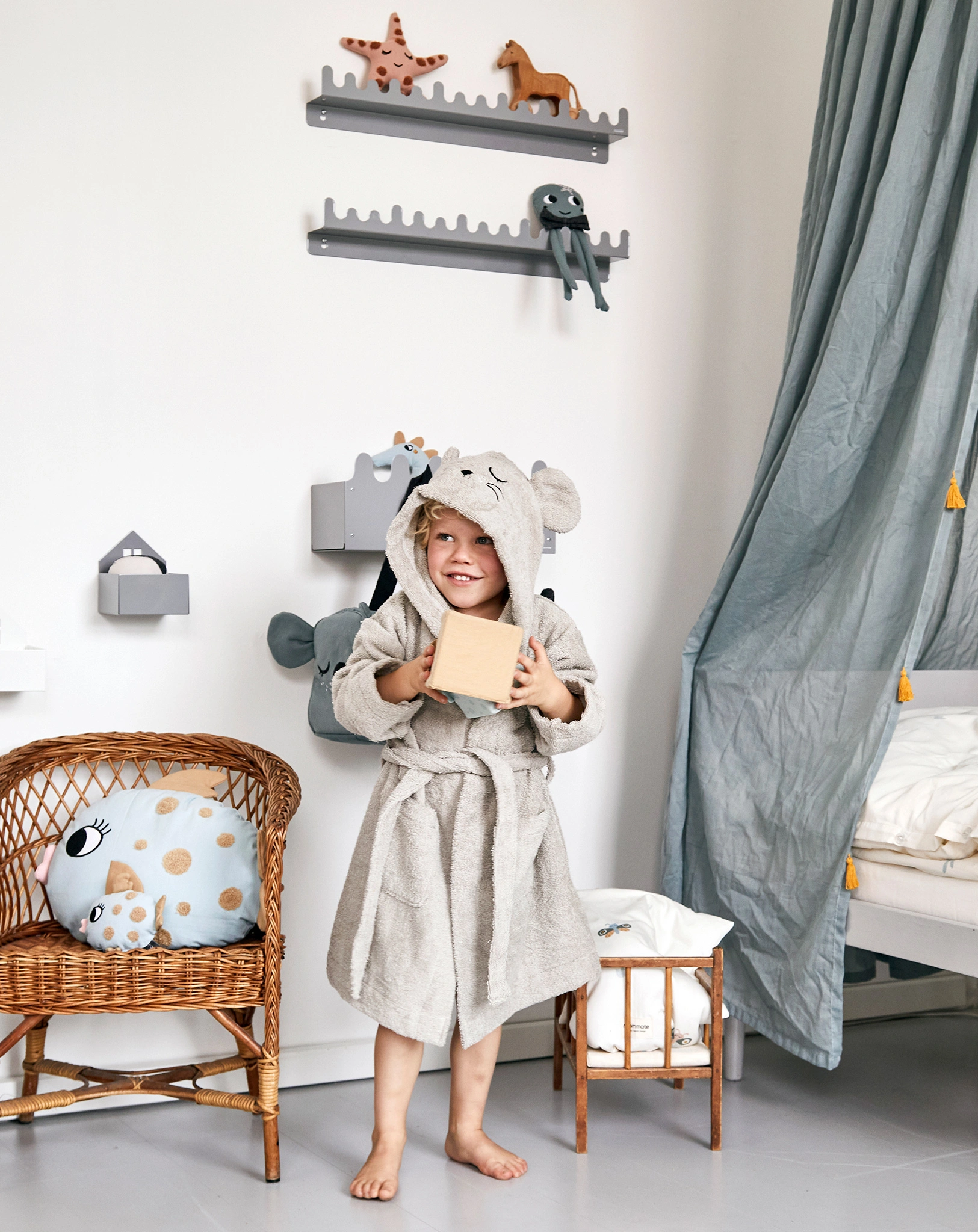 Bademantel MOUSE in grey
