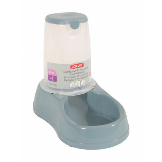 Distributeur de croquettes antidérapant bleu acier Zolux
