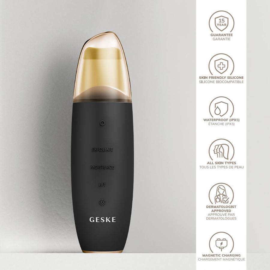 GESKE MicroCurrent Skin Scrubber & Blackhead Remover 9 in 1 Gray