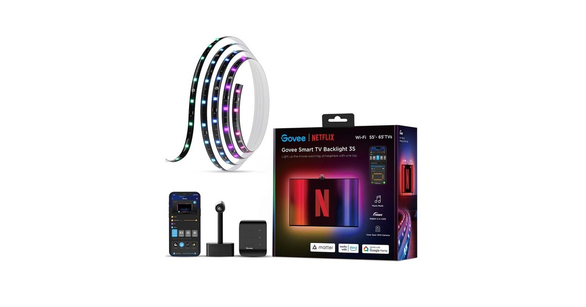 GoveeEnvisual Smart TV Backlight 3S ledstrip  (2.4GHz wifi, Bluetooth, voor 55 - 65 inch tv's)