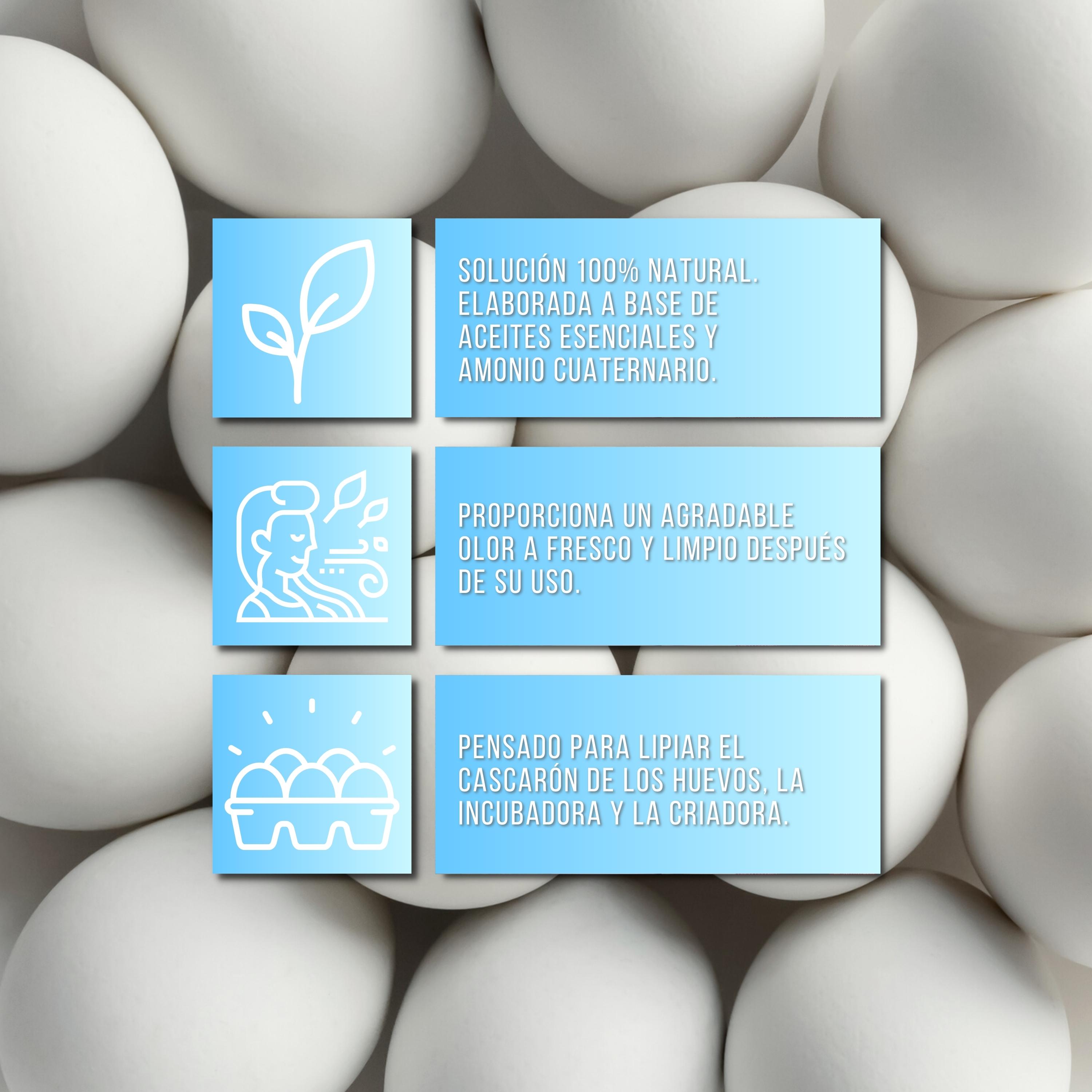 Desinfetante natural para incubadoras de ovos - OvaClean 250 ml - Limpa as cascas dos ovos e elimina germes da incubadora.