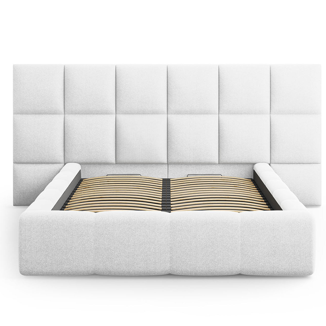 Maison Héritage Lit avec coffre de rangement Isa gris clair froid - 230x300x125 cm
