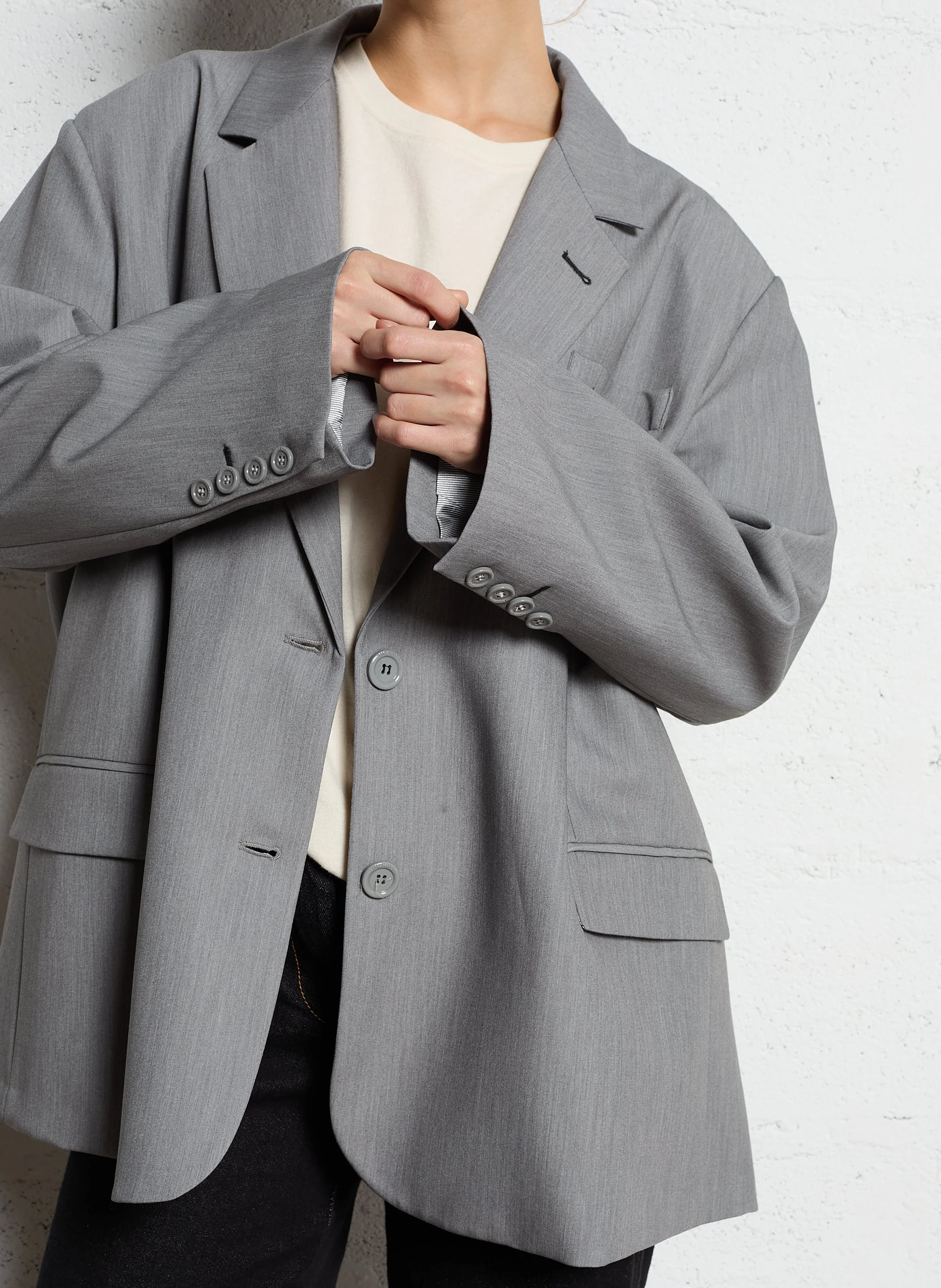 Veste oversize col tailleur| Gris
