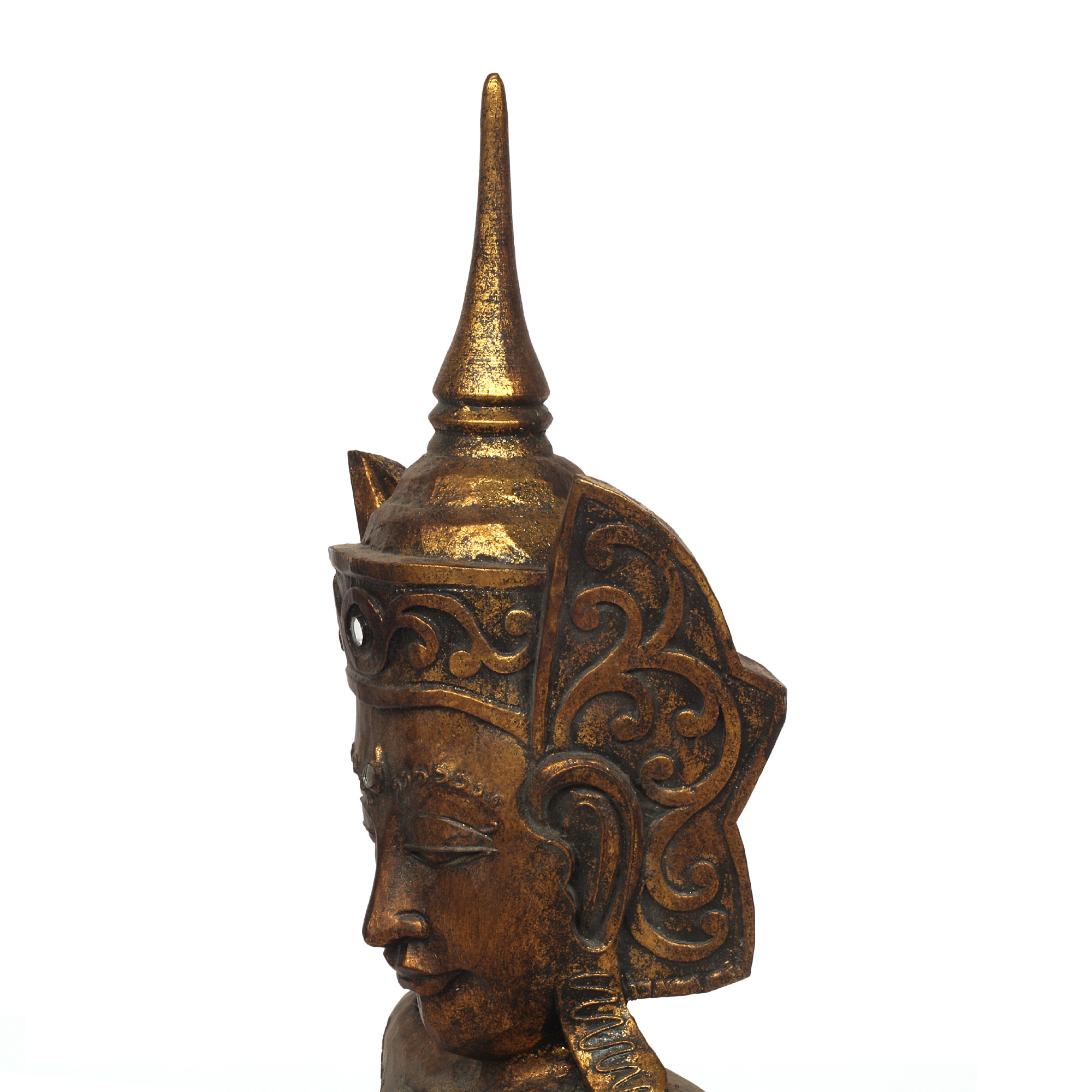 Skulptur 'Buddha stehend' Thai Style, vintage gold, H 120 cm, B 48 cm, L 18 cm von fischer's lagerhaus