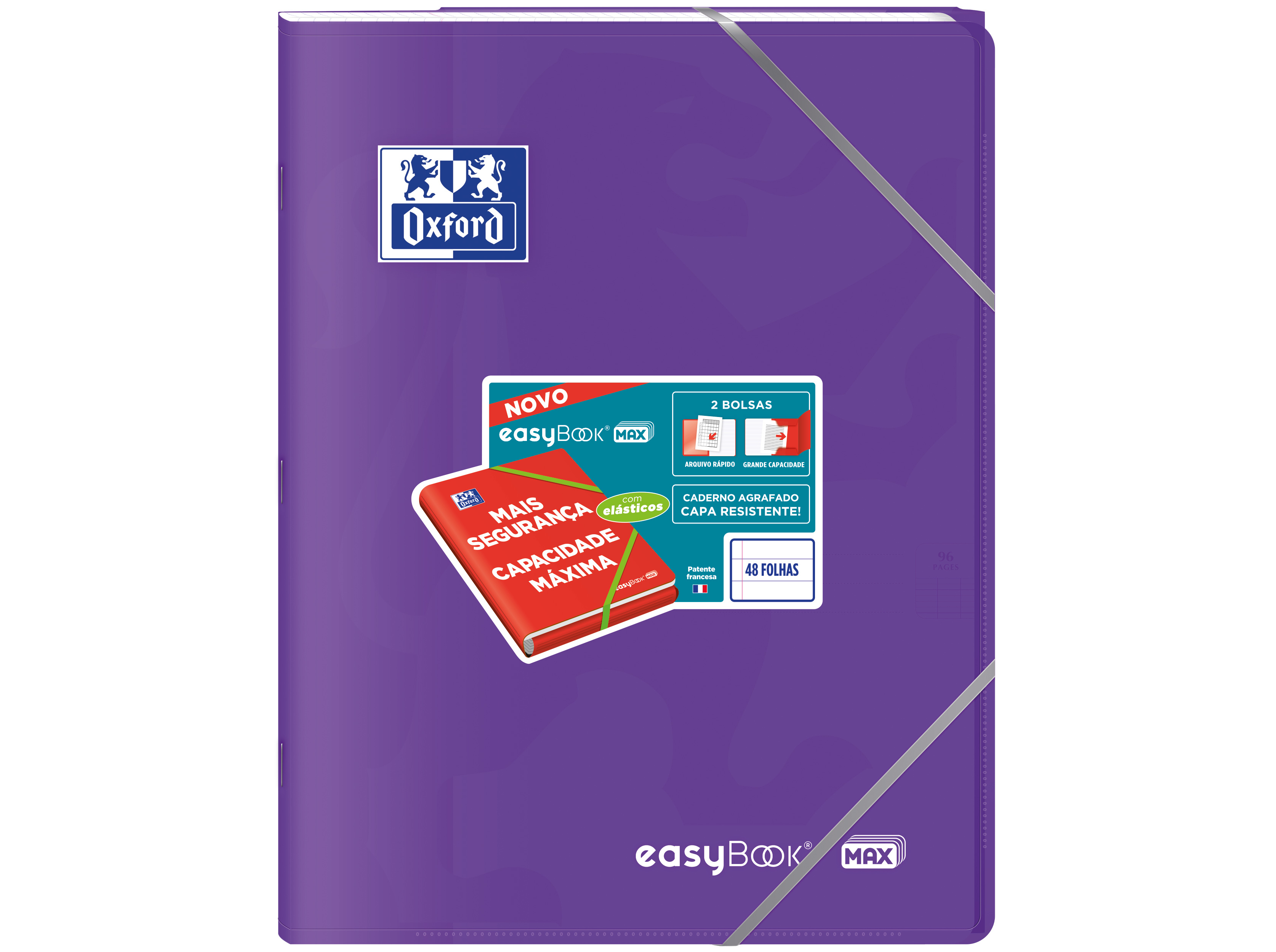 CADERNO AGRAFADO A4 OXFORD EASYBOOK MAXI COM ELÁSTICOS PAUTADO 48 FOLHAS CORES SORTIDAS