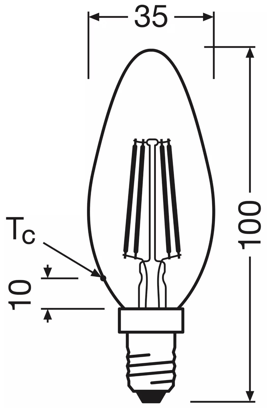 LED-Kerze E14/4 Watt/Energie E