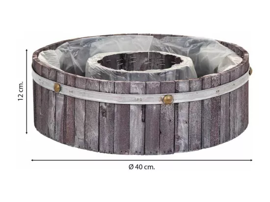 Panier rond en bois gris 40x40x12h