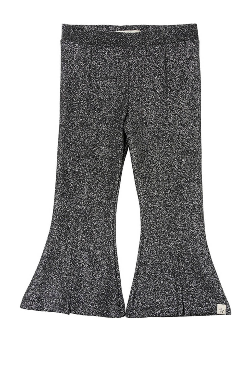 Your Wishes flared broek met glitters donker zilver