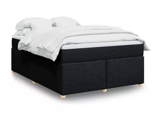 Sommier à lattes de lit avec matelas Noir 140x190 cm Tissu