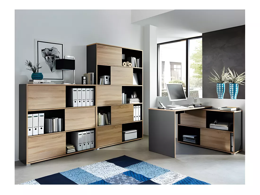 Bureau d'angle gris Leader
