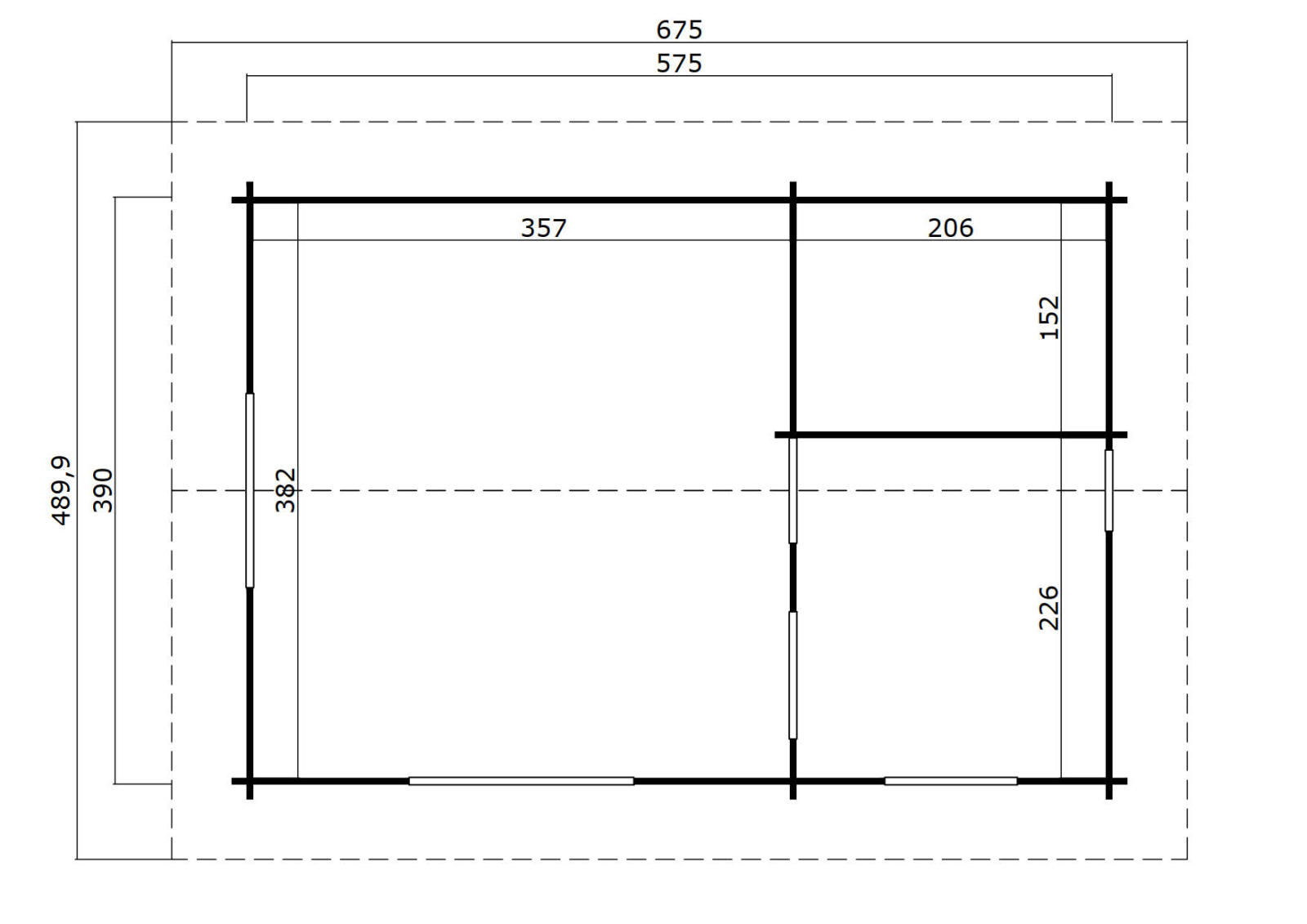 Gartenhaus CAROLINE SET GOLD - lichtgrau - Fichte massiv - 575x390 cm