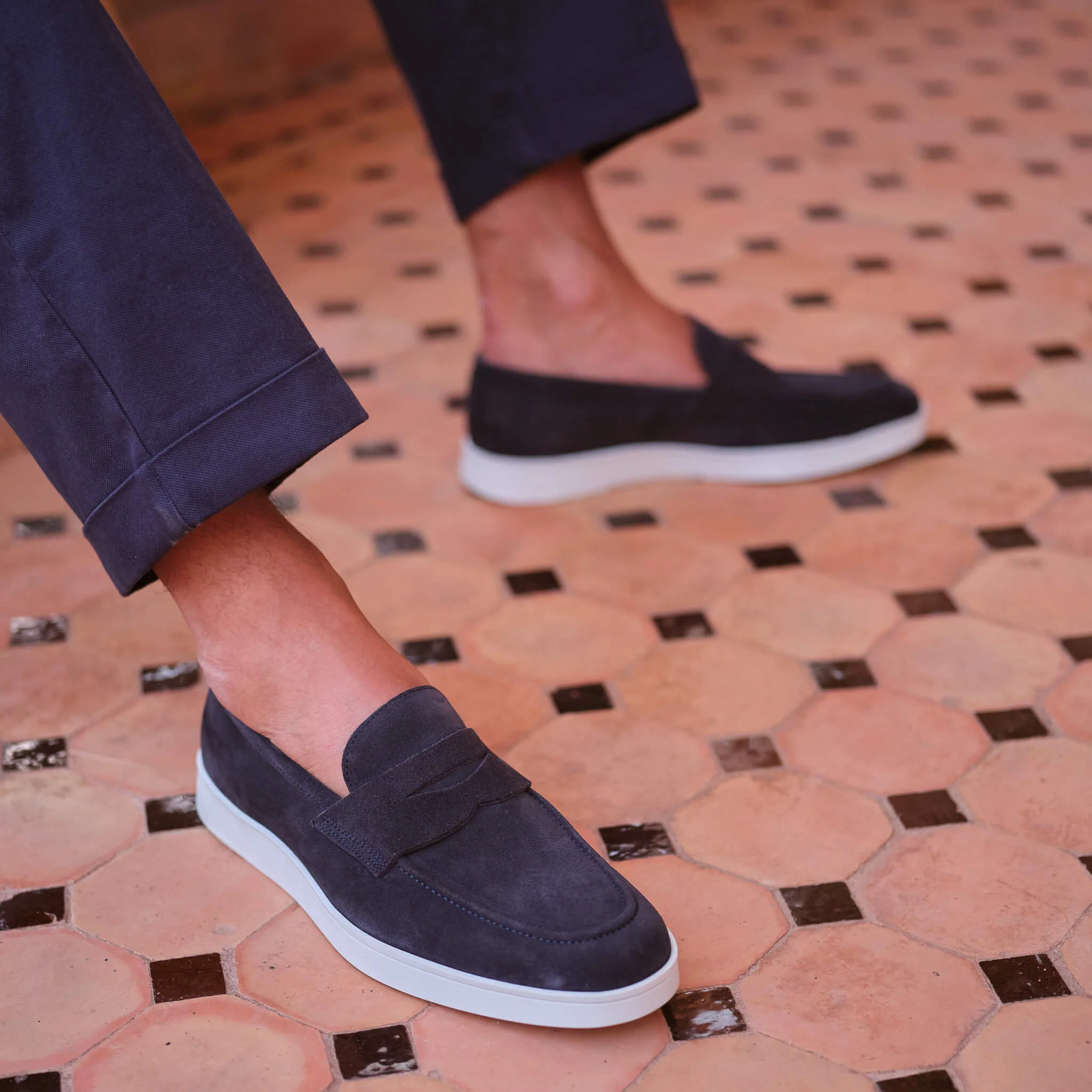 Misha-Mocassin en veau velours marine