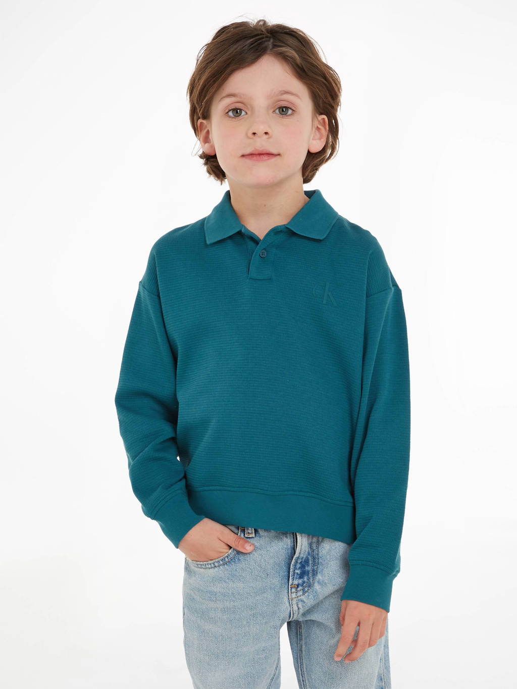 polo met textuur zeegroen