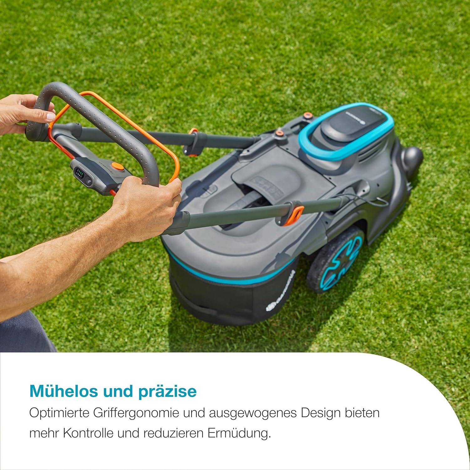 Gardena PowerMax Duo 46/36V Solo Akku-Rasenmäher, DuoBlade-Technologie, 46 cm Schnittbreite, Power for All-kompatibel, ergonomisches Design (14646-55)