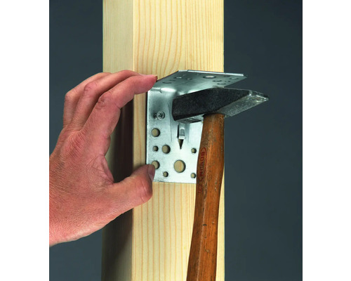 Hoekbeugel met groef en bevestigingsklauw 90 x 90 x 65 mm, sendzimir verzinkt, 1 stuk
