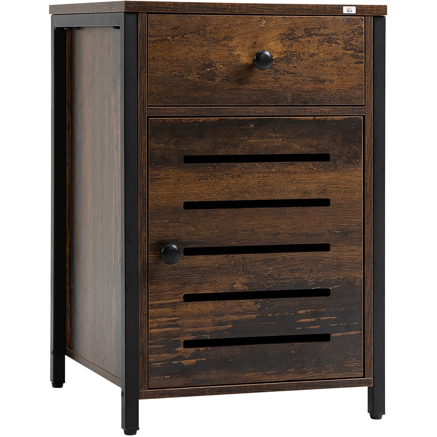 HOMCOM Nachttischschrank mit Schublade braun