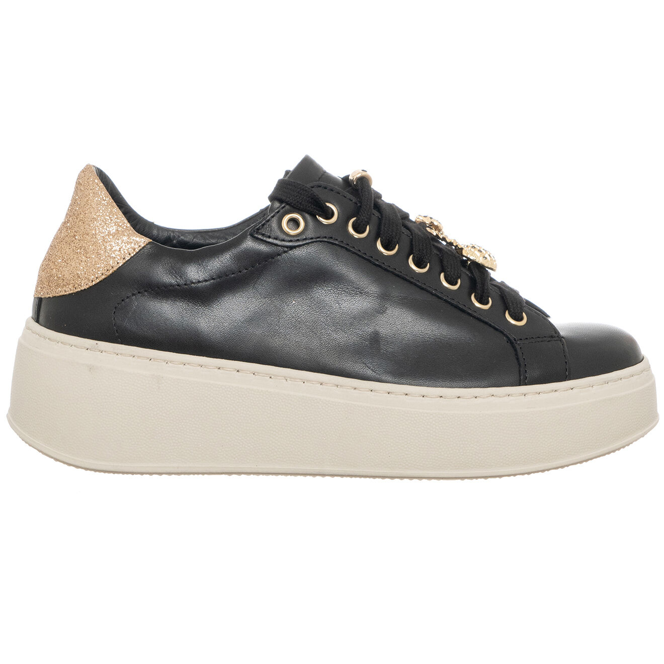 Loretta Pettinari Sneakers en Cuir Pace noir/blanc/platine