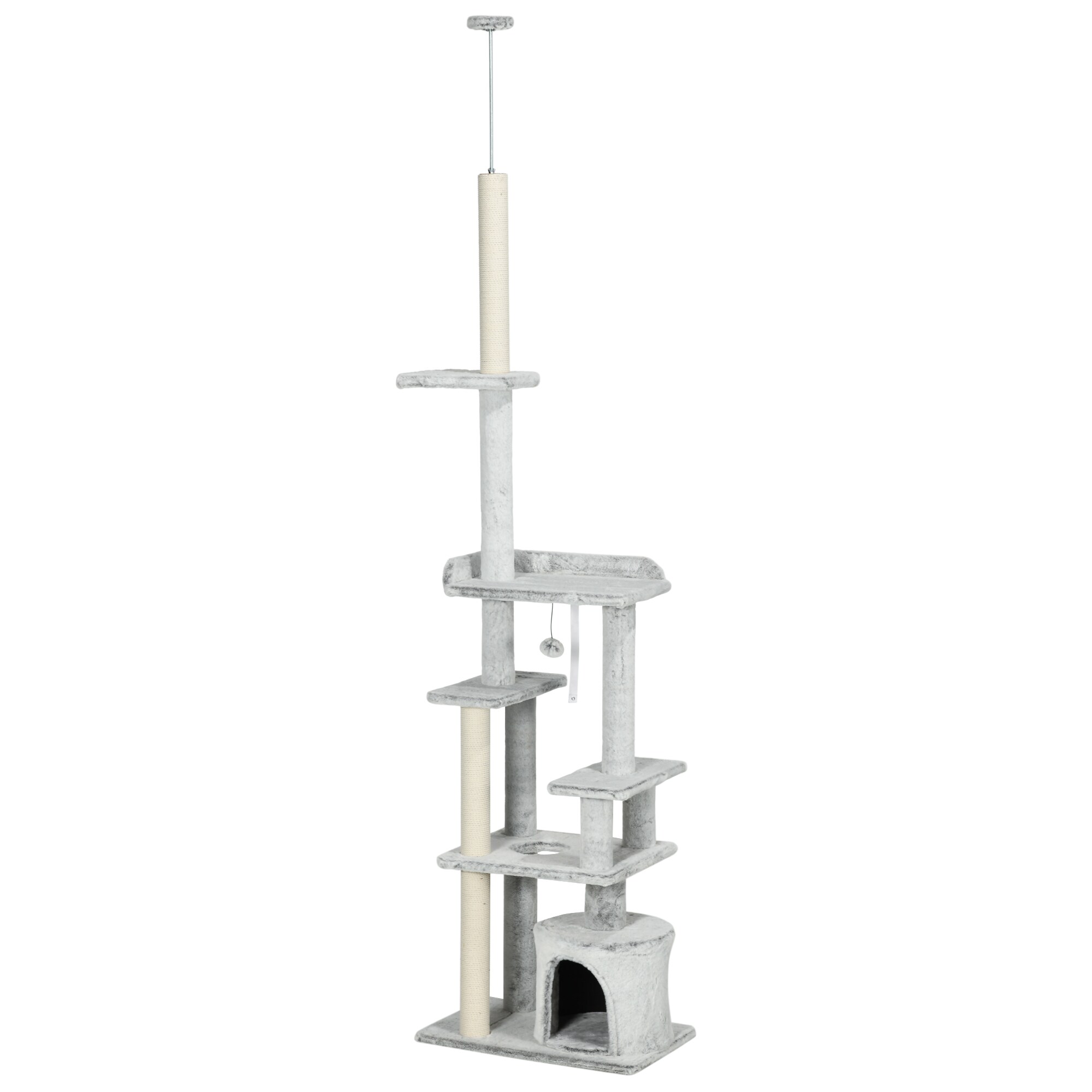 PawHut Kratzbaum mit Kratzflächen grau 60L x 40B x 255H cm