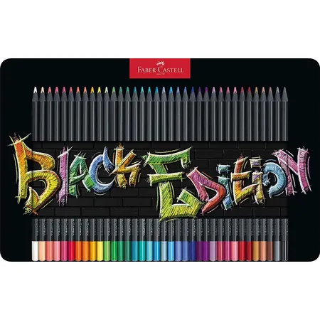 Faber-Castell 116437 - Buntstifte Blackwood, Black Edition, 36er Metalletui
