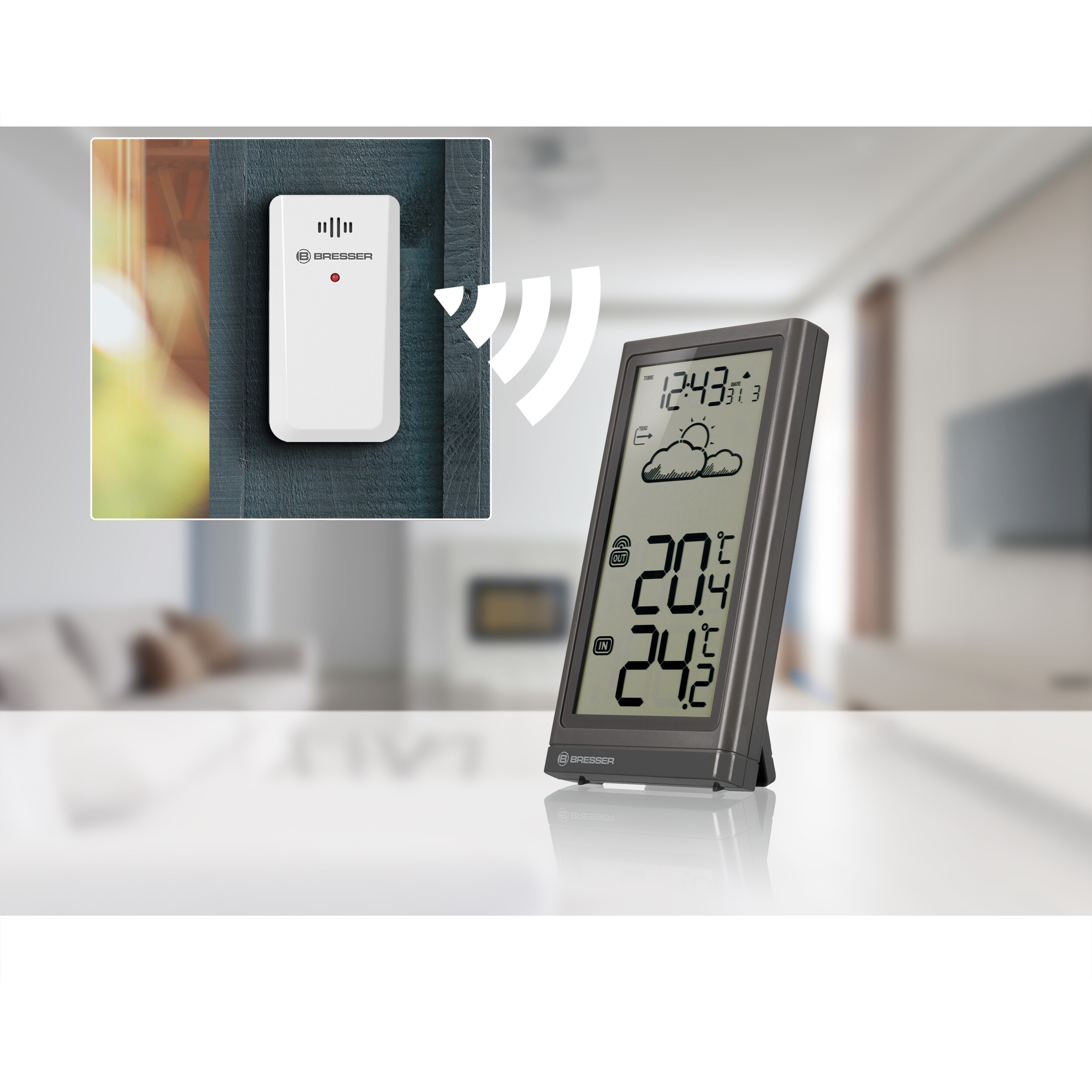 BRESSER Meteo Temp Wetterstation Farbe: grau