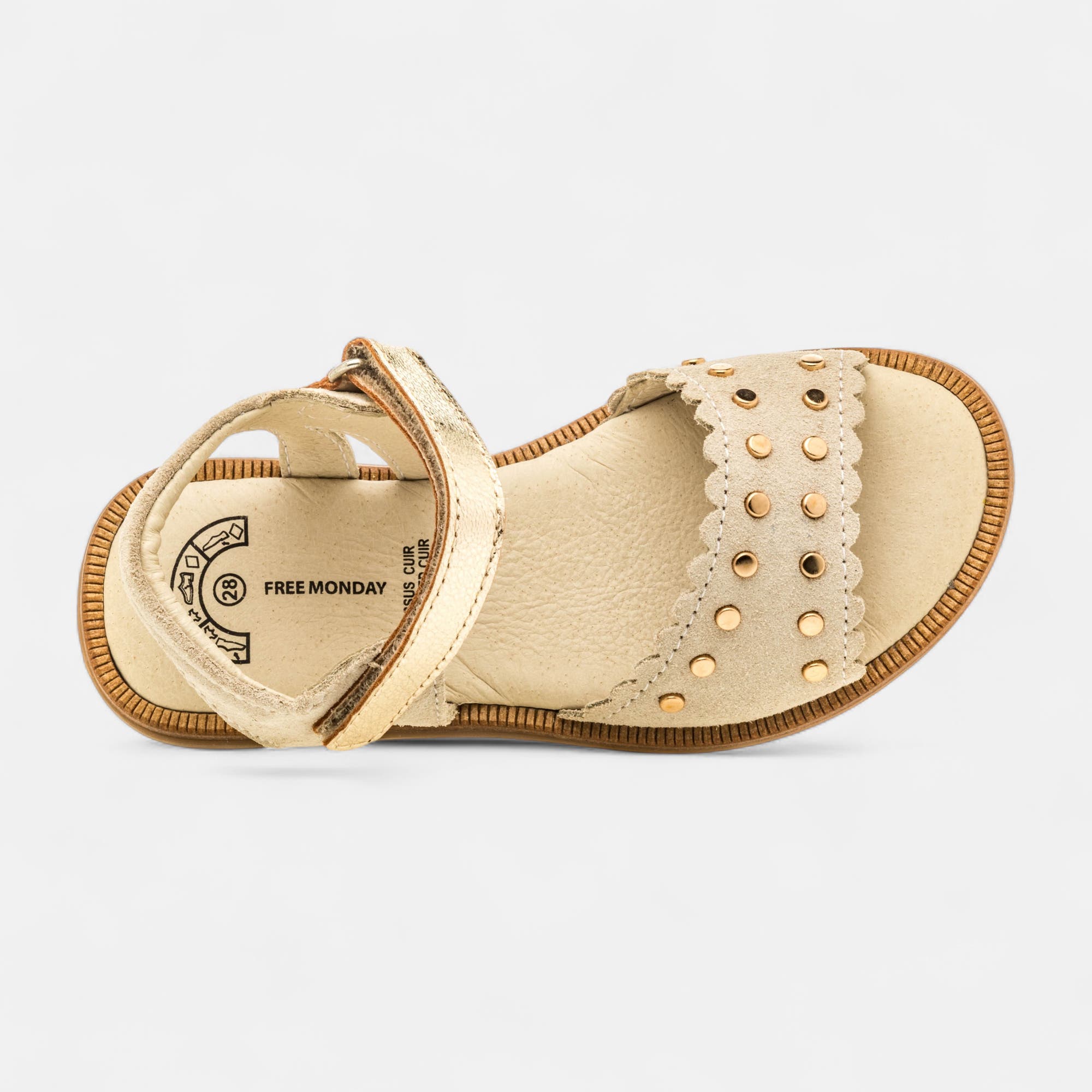 Nu-pieds Fille en cuir beige