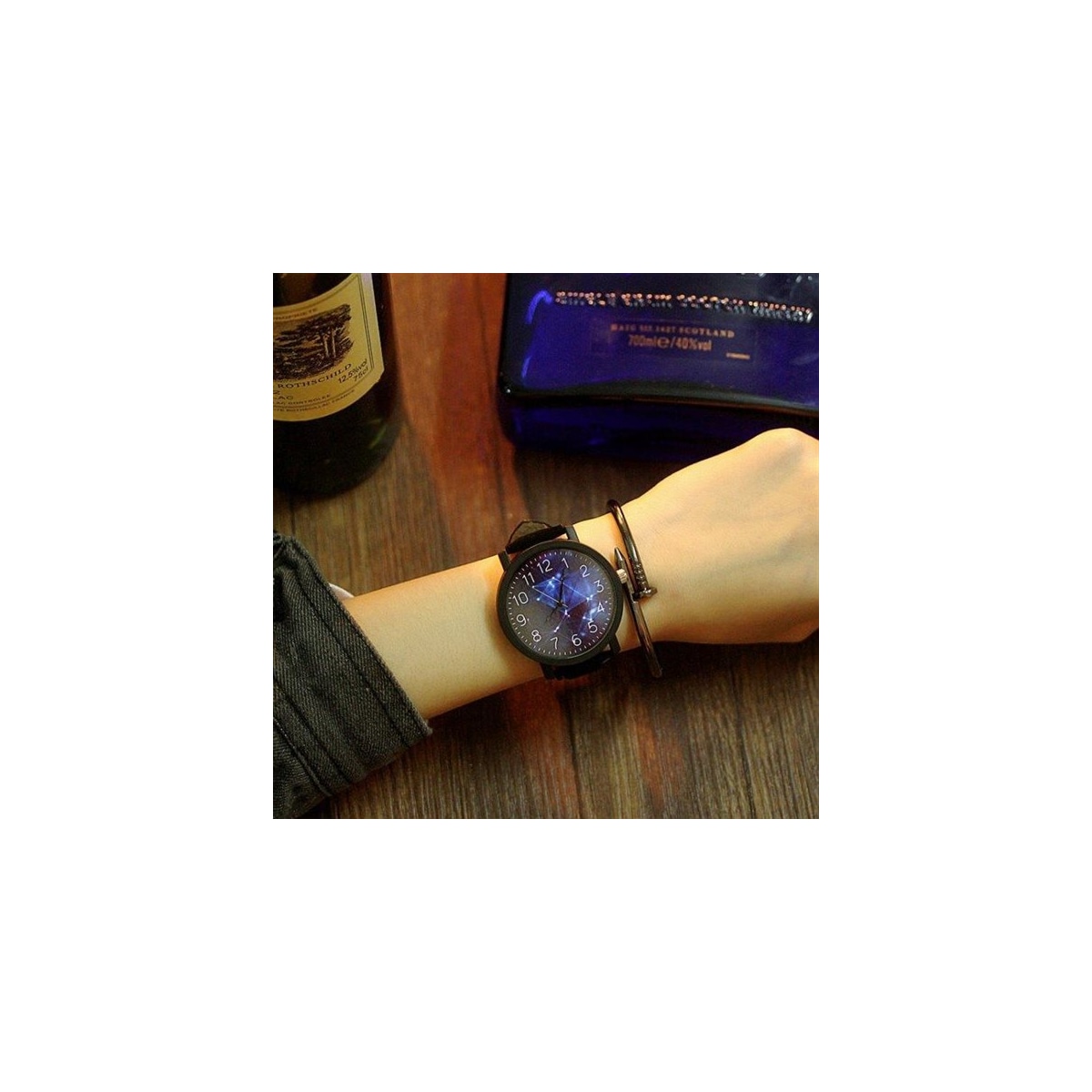 Armbåndsur Kunstlærbånd Cosmic Svart