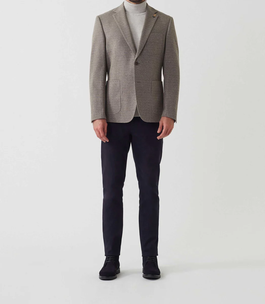 Veste casual en maille faux uni beige 