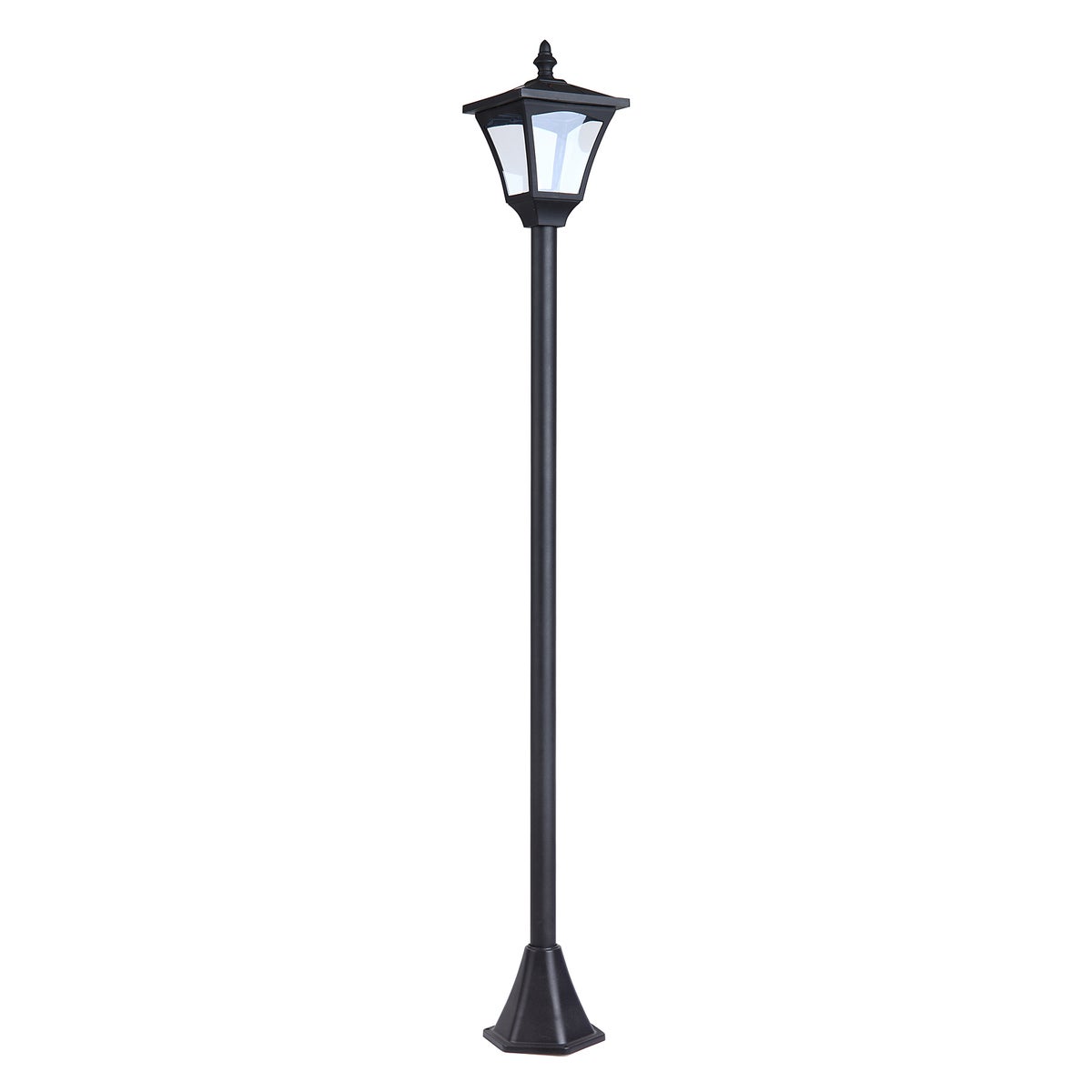Outsunny Solar Lantaarn, Padverlichting met LED 30 Lumen, Kunststof, 15 x 15 x 120 cm, Zwart