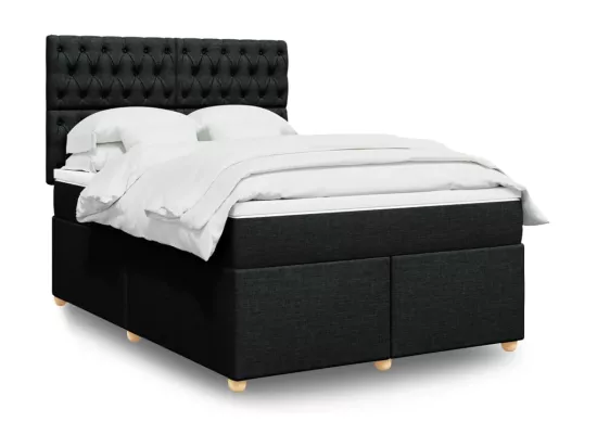 Sommier à lattes de lit avec matelas Noir 160x200 cm Tissu