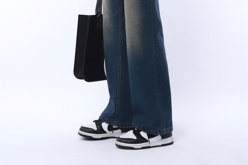 AXEN - High Waist Washed Wide Leg Jeans