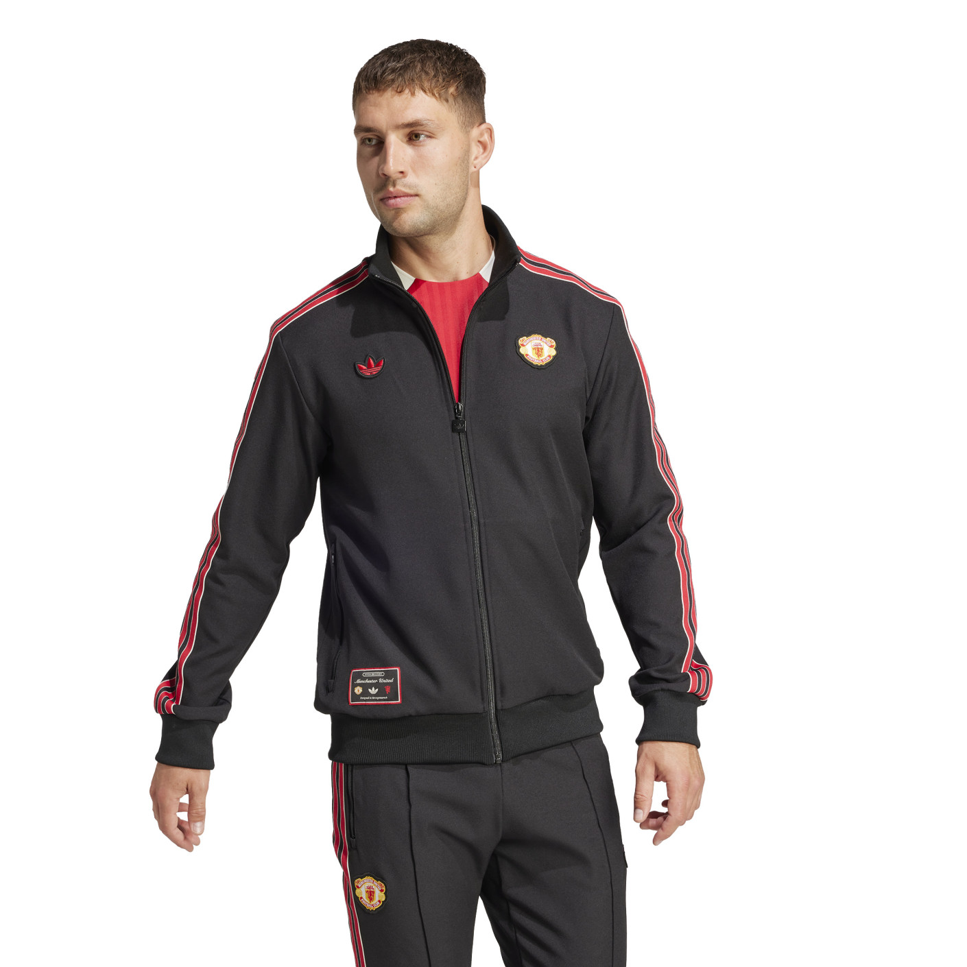 adidas Manchester United Icon Trainingspak Full-Zip 2024-2025 Zwart Rood
